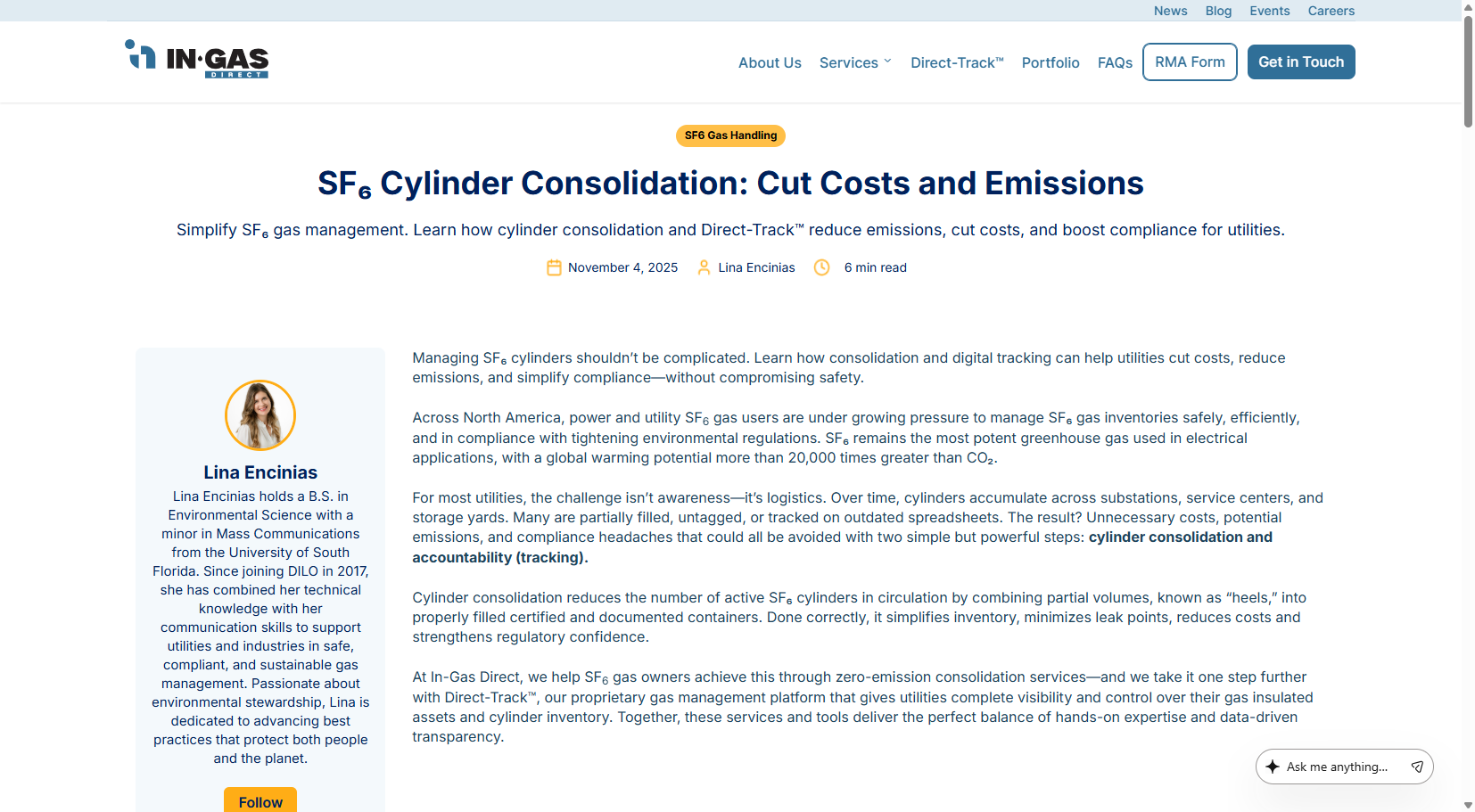 In Gas Direct website project - sf6 gas provider website design and development