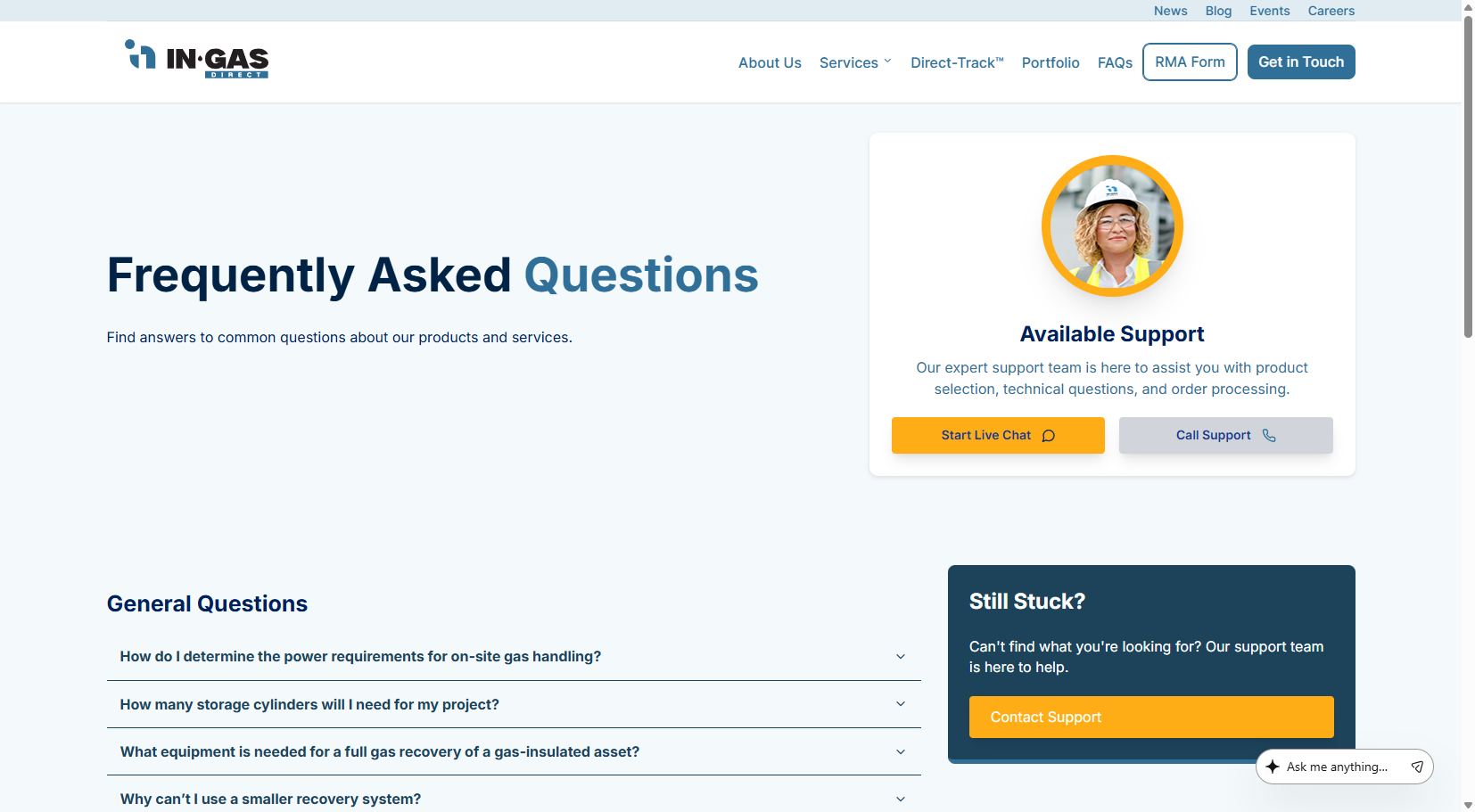 In Gas Direct website project - sf6 gas provider website design and development