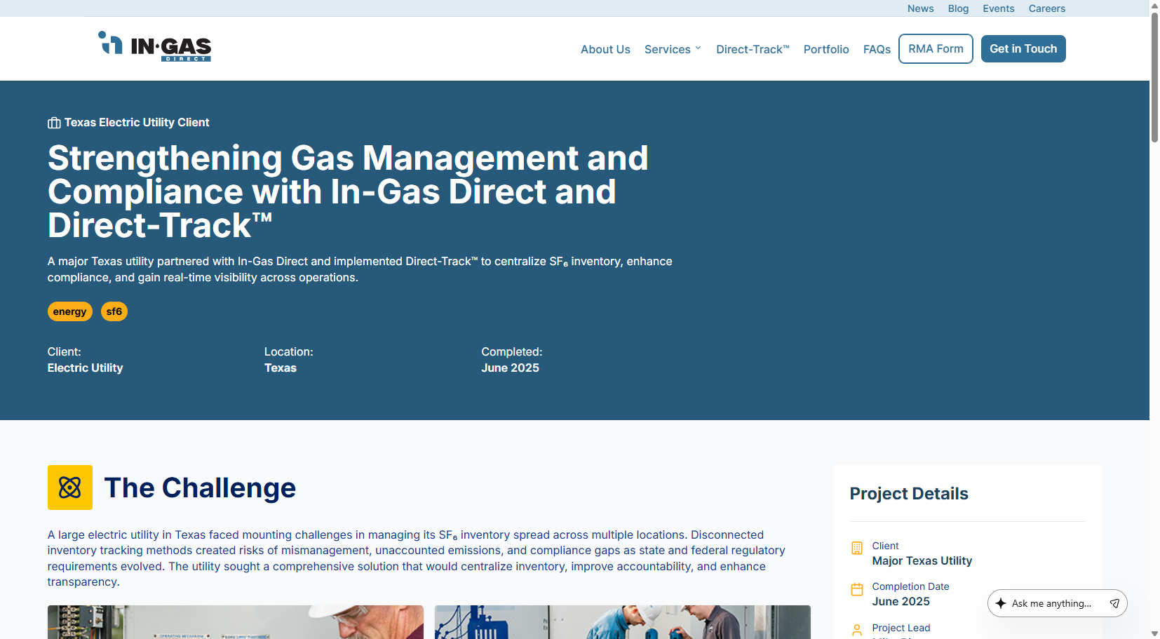In Gas Direct website project - sf6 gas provider website design and development