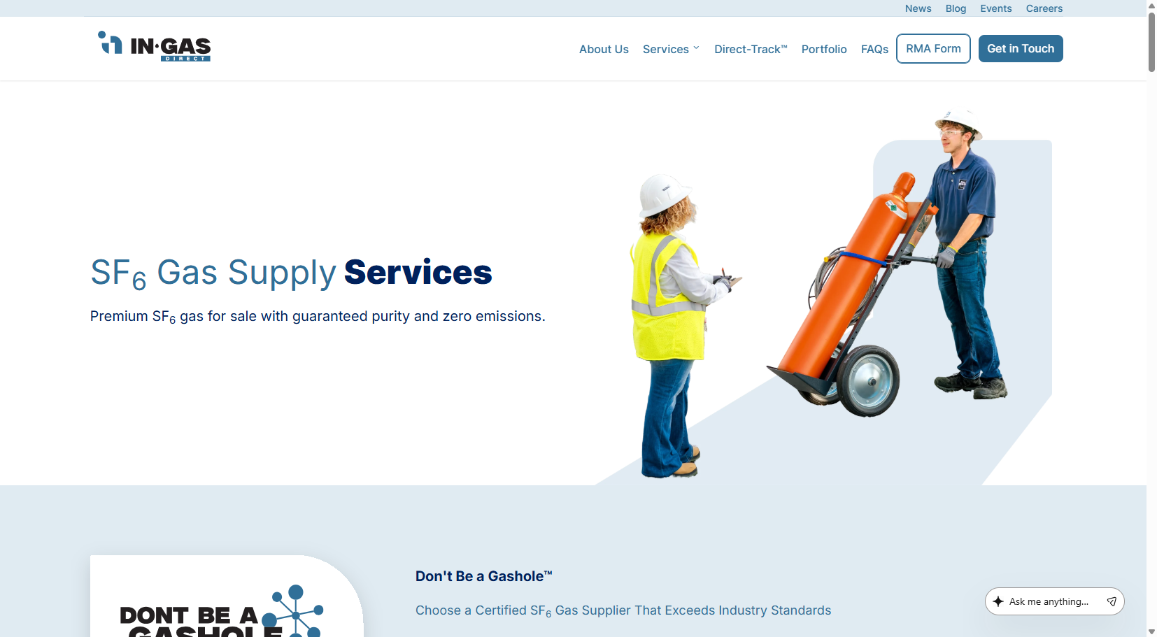 In Gas Direct website project - sf6 gas provider website design and development