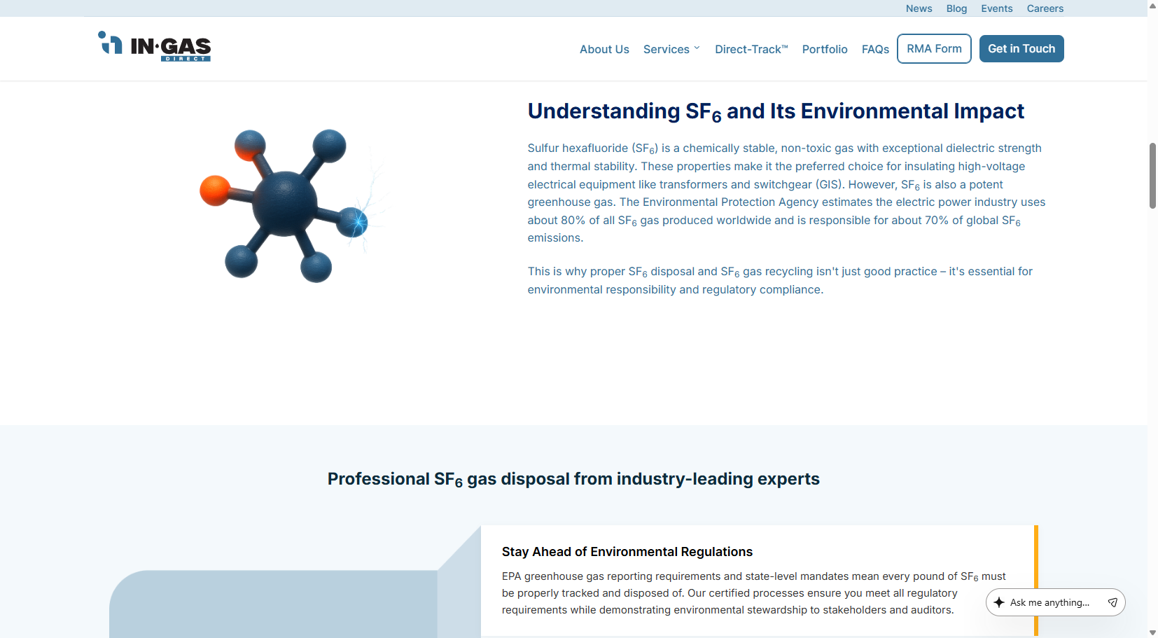 In Gas Direct website project - sf6 gas provider website design and development
